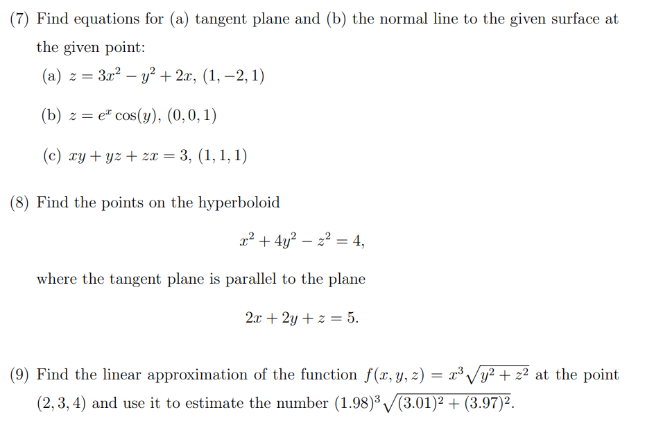 Solved (9) ﻿Find The Linear Approximation Of The Function | Chegg.com