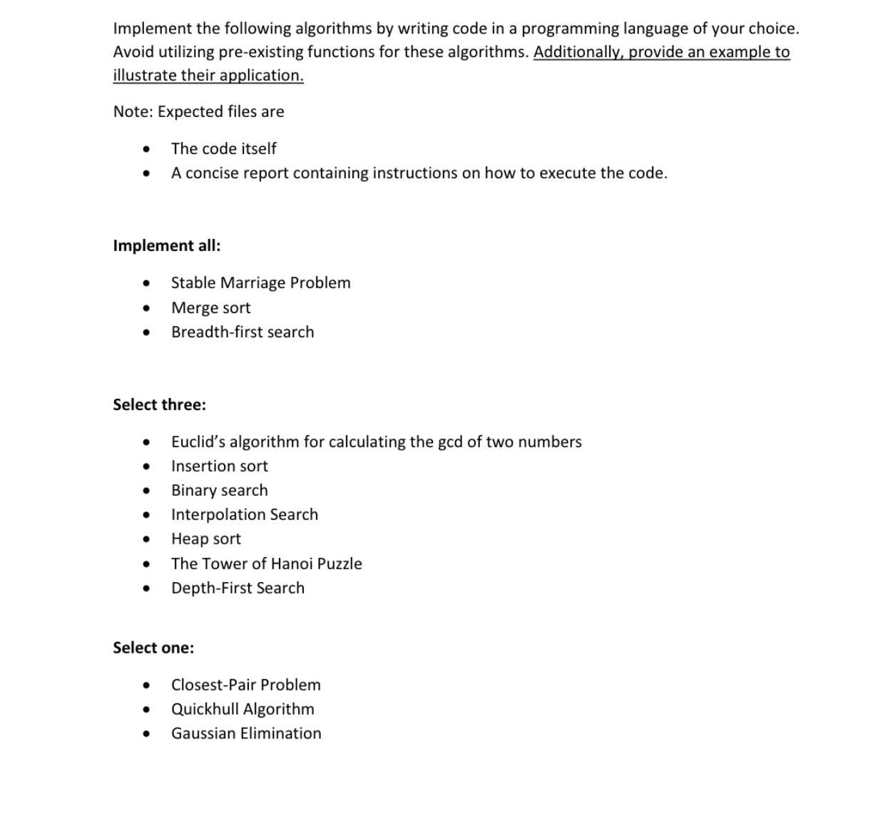 Solved Implement the following algorithms by writing code in | Chegg.com image.