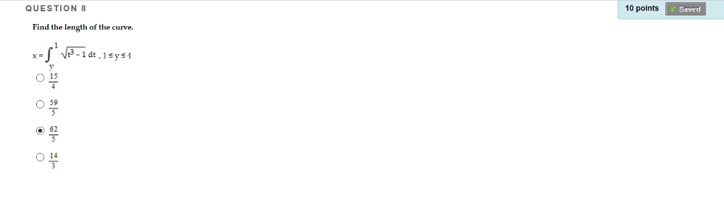 Solved QUESTION 8 10 points saved Find the length of the | Chegg.com