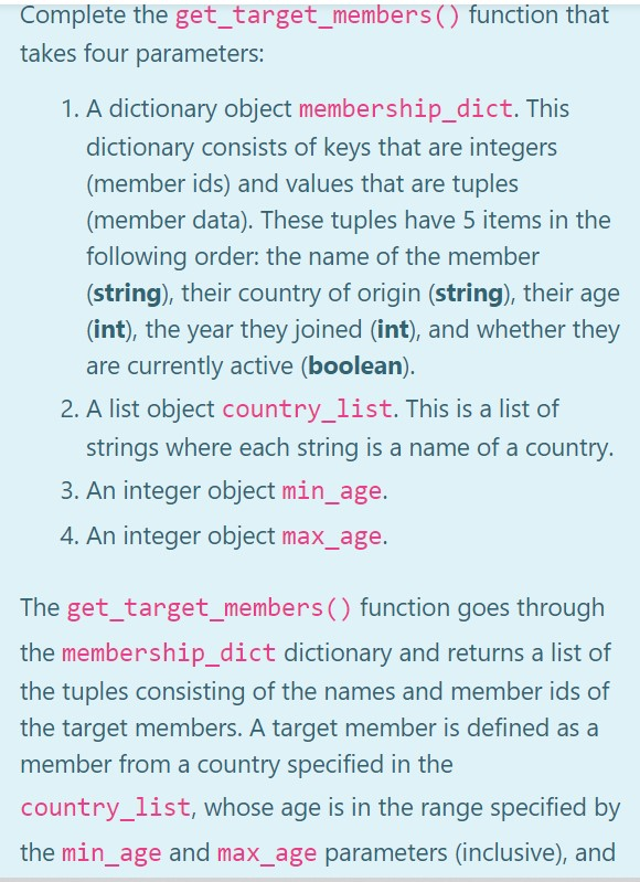 Solved Complete the get_target_members() function that takes | Chegg.com