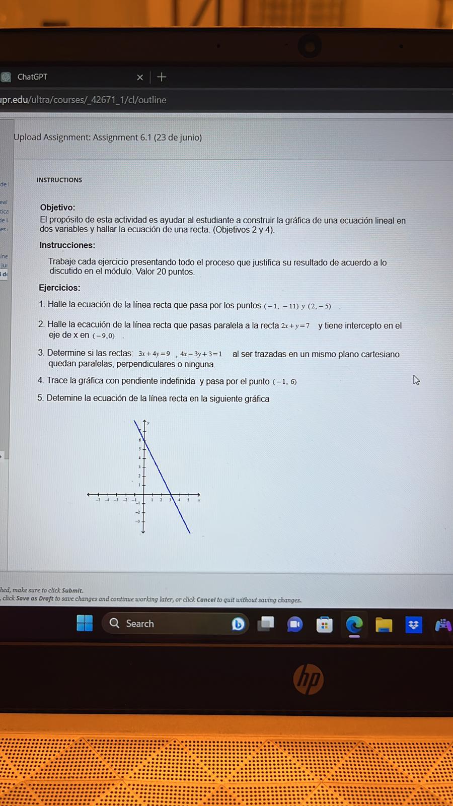 Objetivo: El propósito de esta actividad es ayudar al estudiante a construir la gráfica de una ecuación lineal en dos variabl