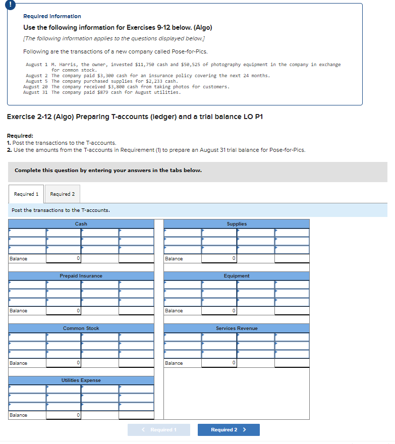 Solved Required Information Use the following information | Chegg.com