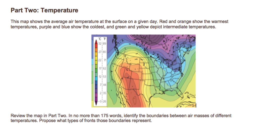 Part Two: Temperature This Map Shows The Average Air | Chegg.com