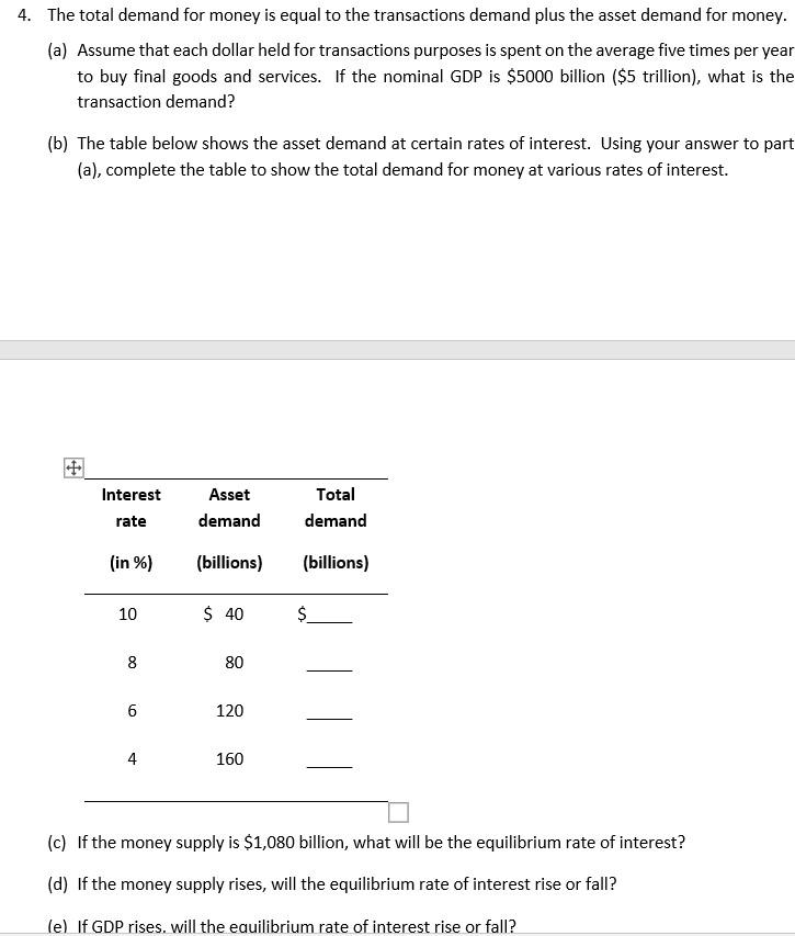 solved-4-the-total-demand-for-money-is-equal-to-the-chegg