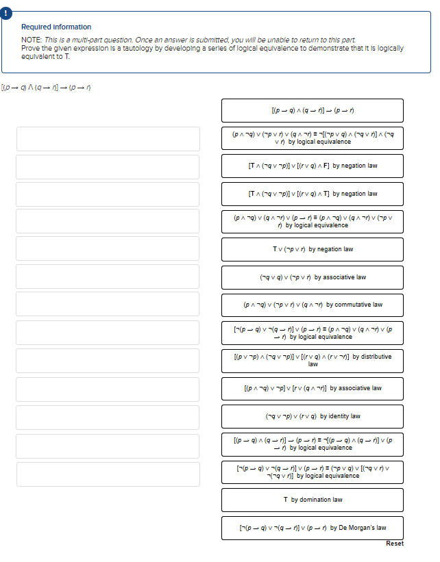 Prove The Given Expression Is A Tautology By Chegg Com