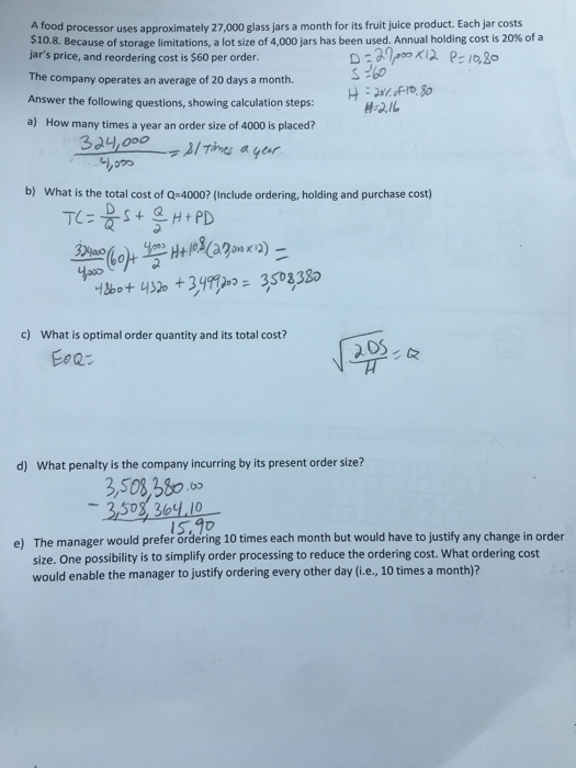 Solved A food processor uses approximately 27,000 glass jars
