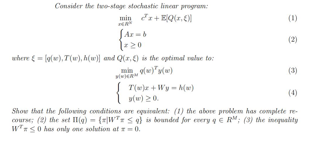 Ꮖ . Consider the two-stage stochastic linear | Chegg.com