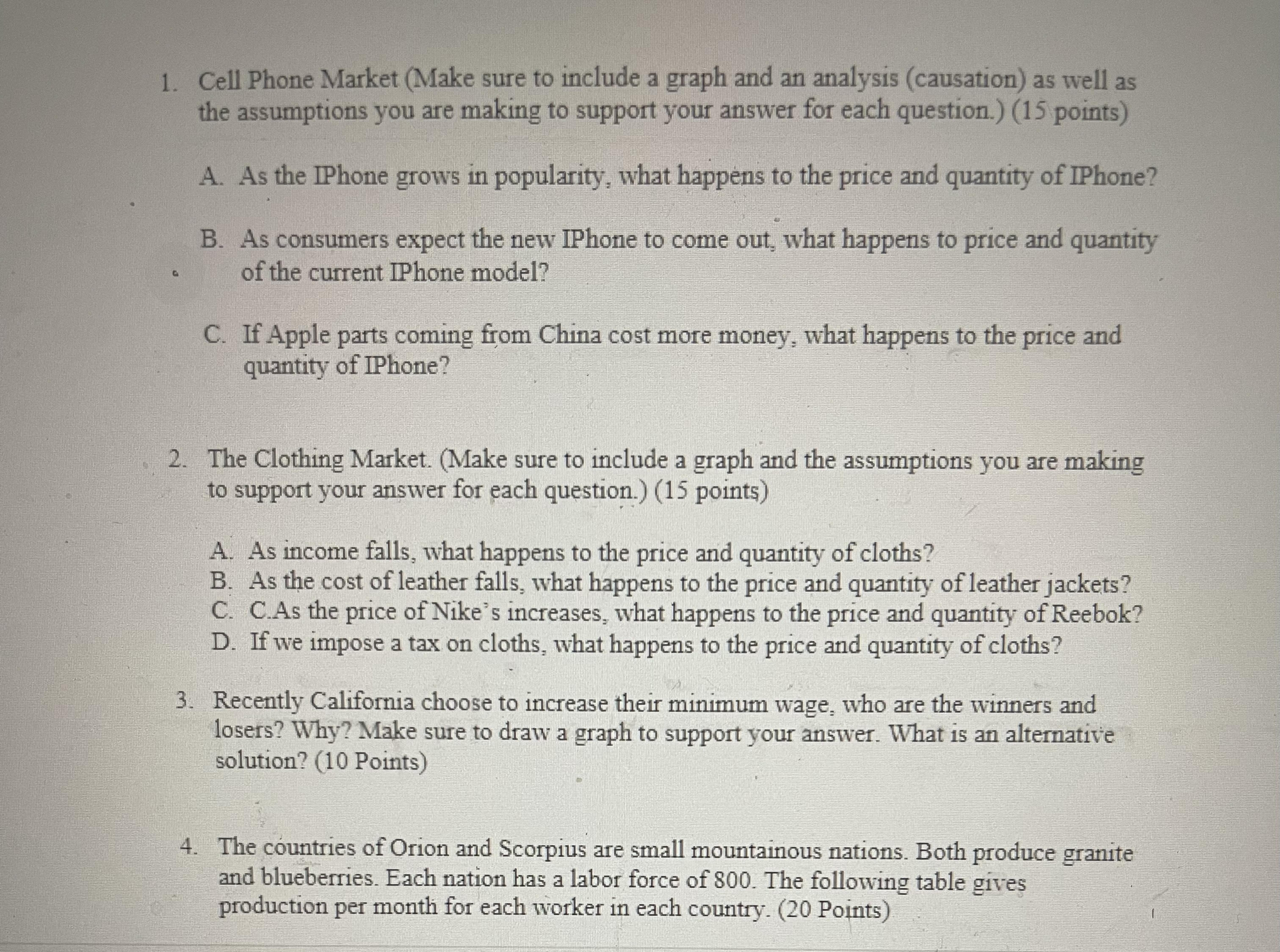 1. Cell Phone Market (Make sure to include a graph | Chegg.com