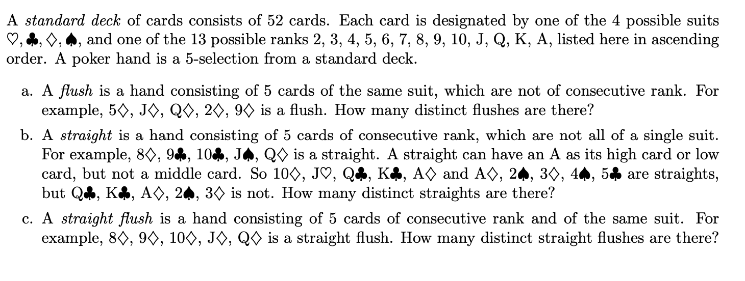 Solved A standard deck of cards consists of 52 cards. Each