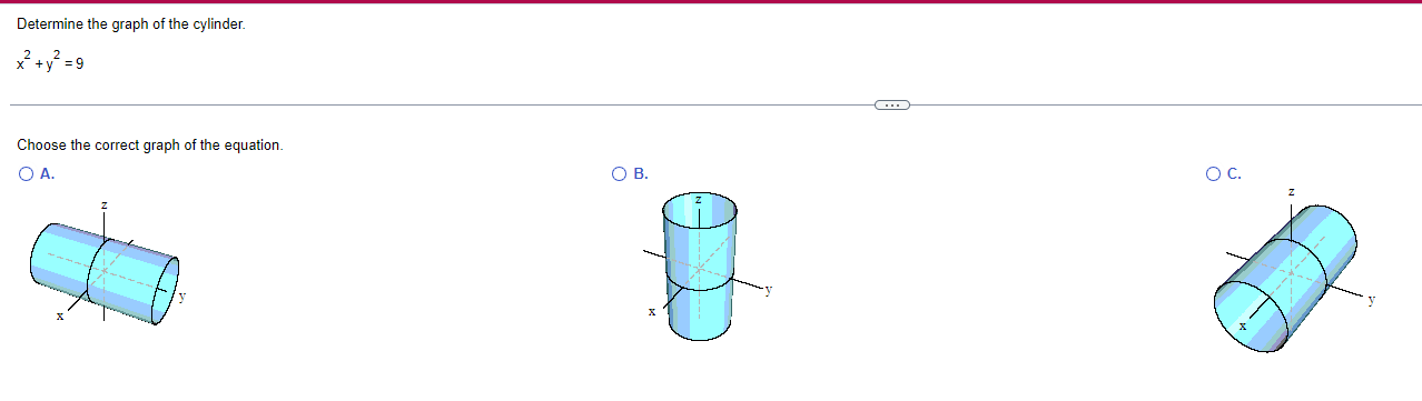 solved-determine-the-graph-of-the-cylinder-x2-y2-9-choose-chegg