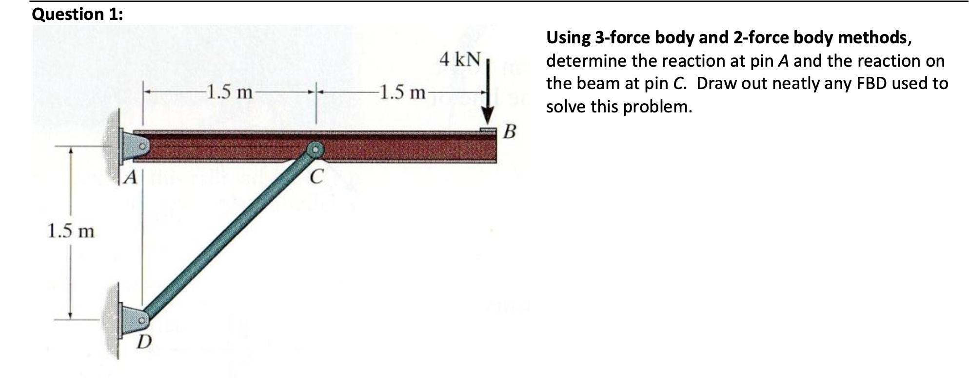 Solved Question 1: Using 3-force body and 2-force body | Chegg.com