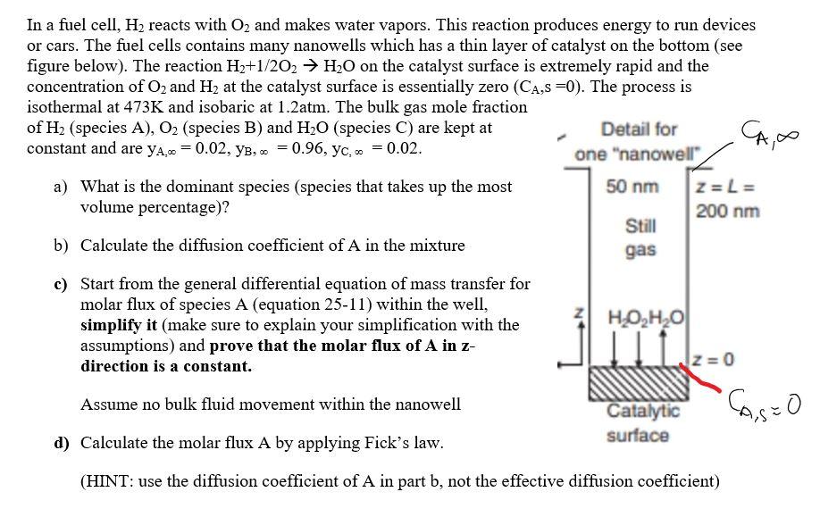 In a fuel cell, H2 reacts with O2 and makes water | Chegg.com