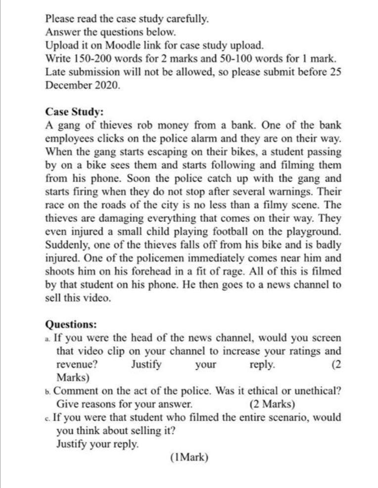 Solved Please read the case study carefully. Answer the | Chegg.com