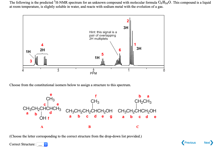 Solved The Following Is The Predicted H Nmr Spectrum For An