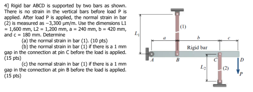 Solved L 4] Rigid Bar ABCD Is Supported By Two Bars As | Chegg.com