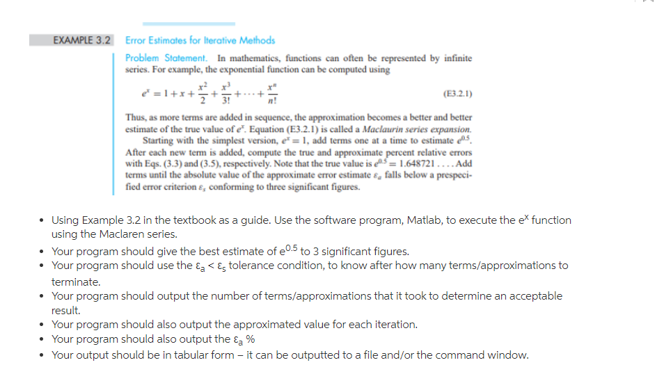 Solved EXAMPLE 3.2 Error Estimates for Iterative Methods | Chegg.com