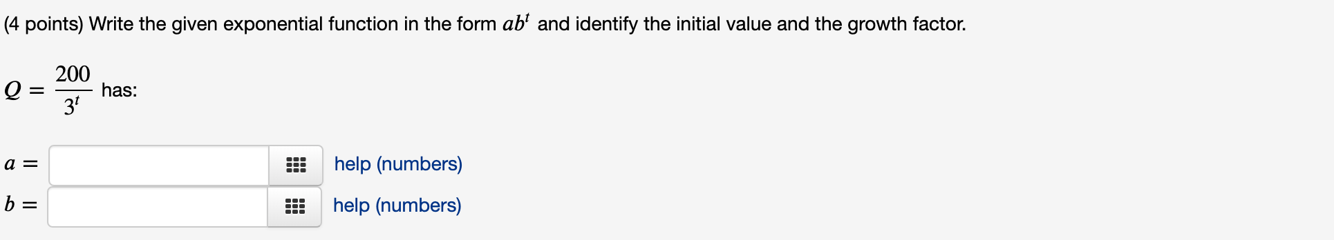 Solved (4 points) Write the given exponential function in | Chegg.com