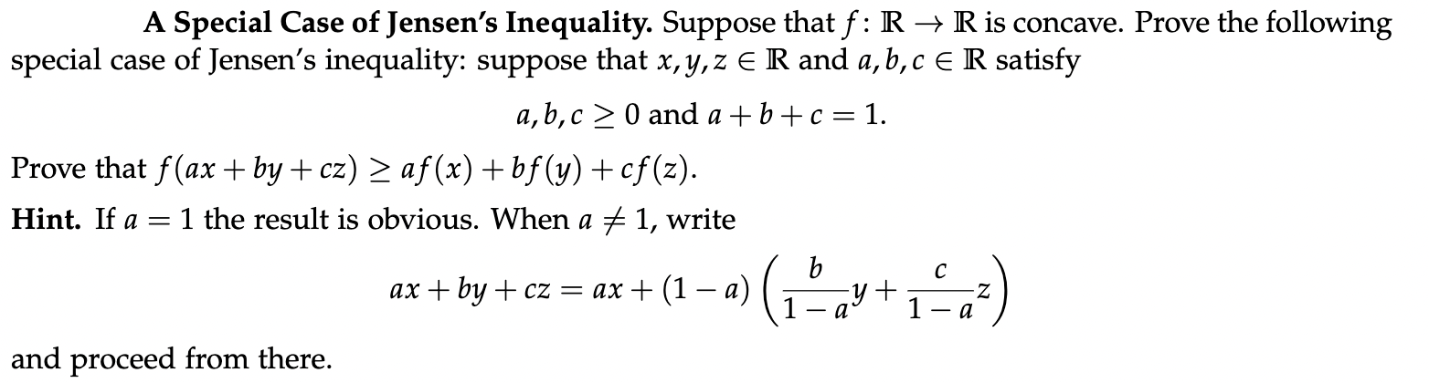 A Special Case Of Jensen's Inequality. Suppose That | Chegg.com