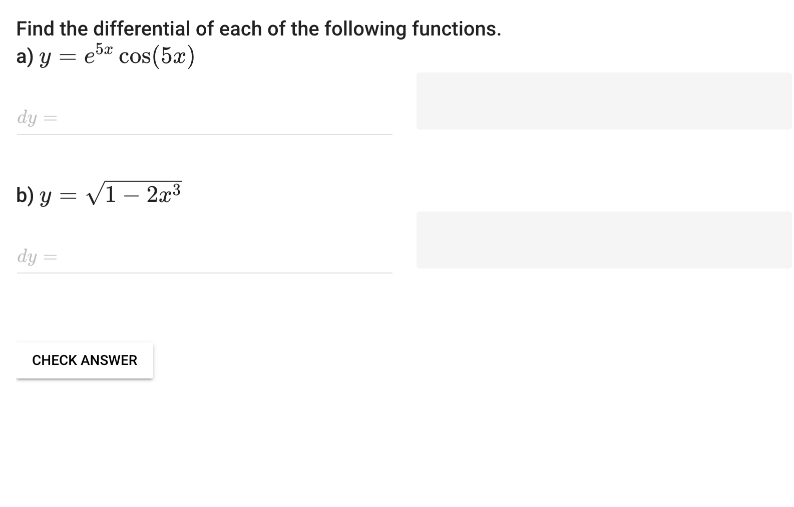 Solved Find The Differential Of Each Of The Following | Chegg.com