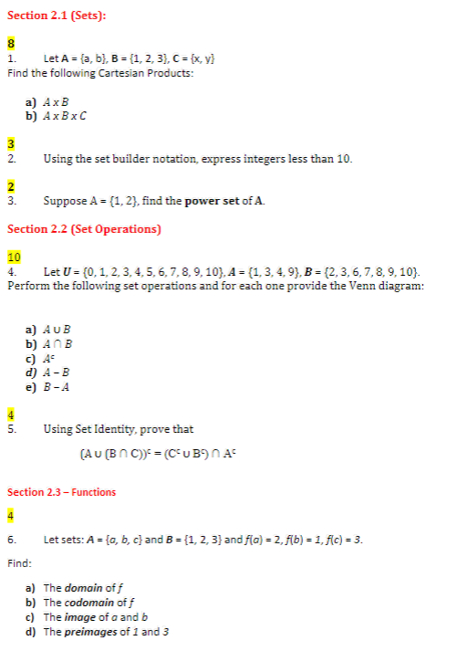 Solved Find the following Cartesian Products: a) A×B b) | Chegg.com