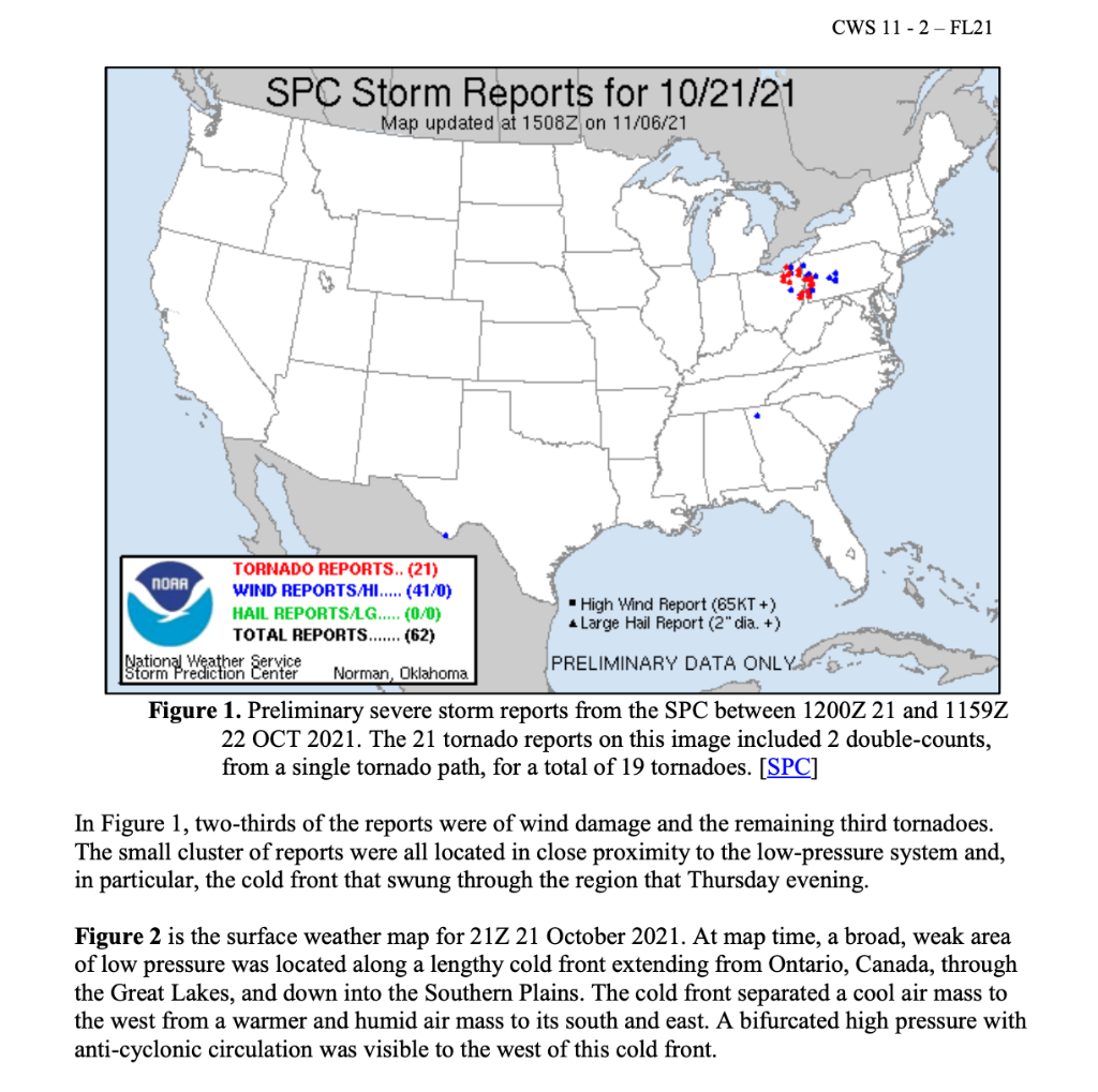 Solved CWS 11 - 2-FL21 SPC Storm Reports for 10/21/21 Map | Chegg.com