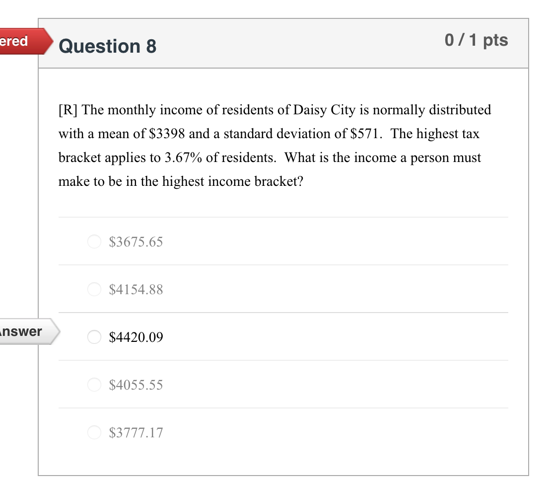 Solved Ered Question 8 0/1 Pts [R] The Monthly Income Of | Chegg.com