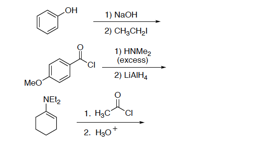 Solved 1) NaOH Но 2) CH3CH2I 1) HNME2 (ехcess) CI 2) LİAIHĄ | Chegg.com