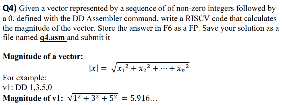Solved Q4) Given a vector represented by a sequence of of | Chegg.com