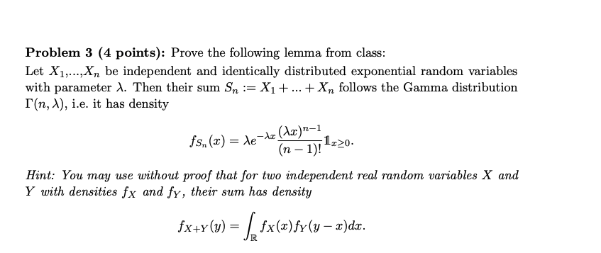 Solved Problem 3 (4 points): Prove the following lemma from | Chegg.com
