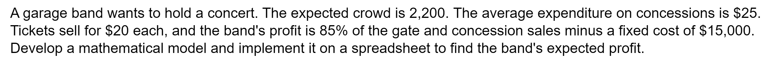 Solved A garage band wants to hold a concert. The expected | Chegg.com