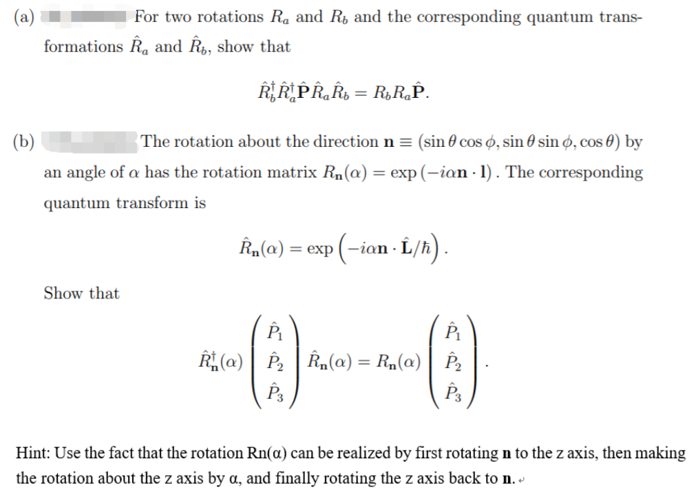 (a) For two rotations R, and Rb and the corresponding | Chegg.com