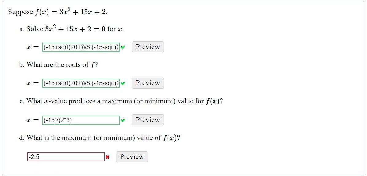 f x )= 2x 3 5x 2 2x 15