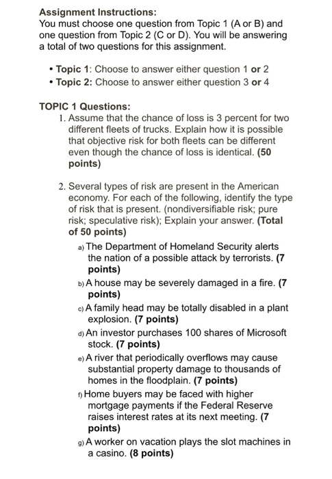 Solved Assignment Instructions You must choose one question | Chegg.com