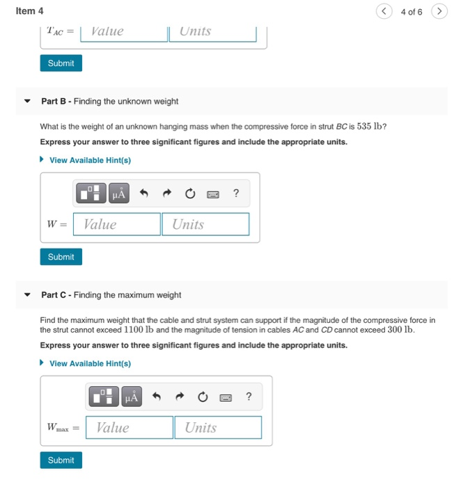 Solved Item 4 4 of 6> To apply the condition of equilibrium | Chegg.com