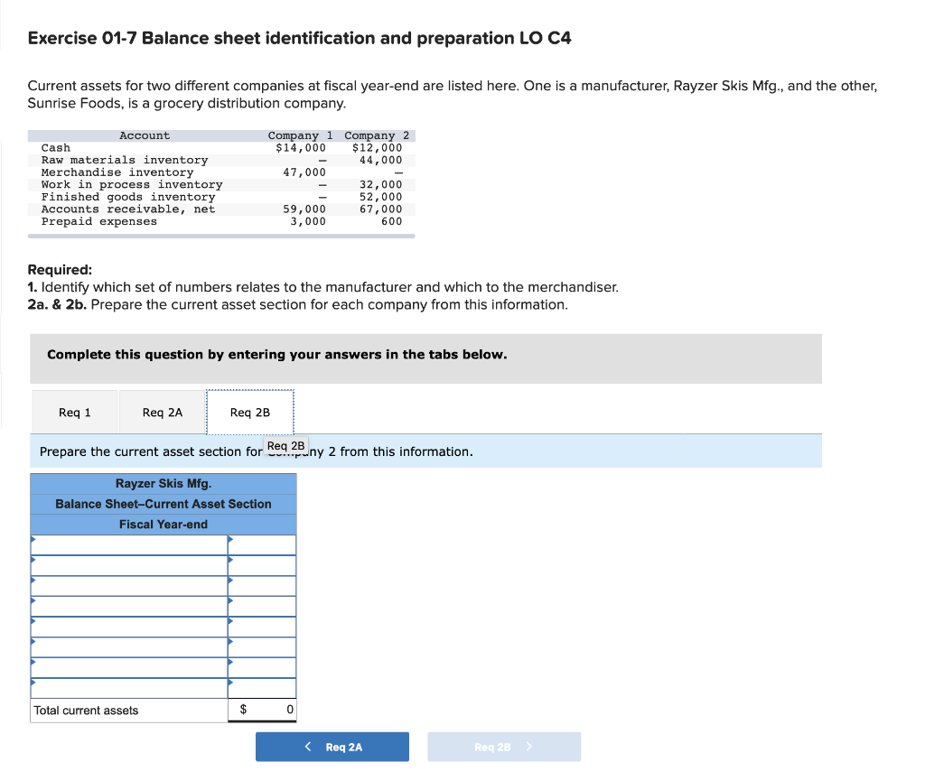 Solved Exercise 01-7 Balance Sheet Identification And | Chegg.com