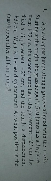 Solved 1 A grasshopper jumps along a groove aligned with the | Chegg.com
