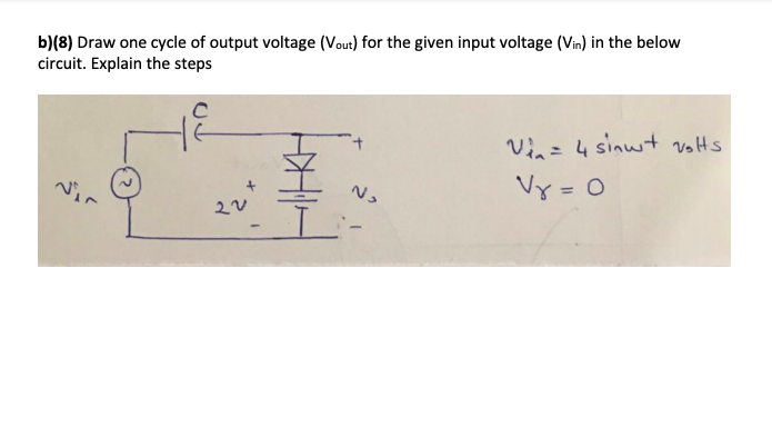 Solved b)(8) Draw one cycle of output voltage (Vout) for the | Chegg.com