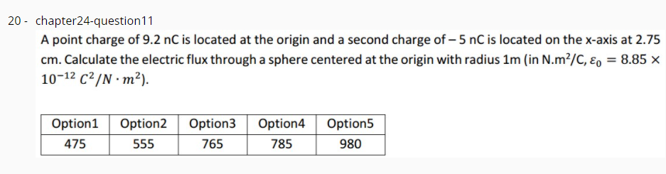 Solved 20- chapter24-question 11 A point charge of 9.2 nC is | Chegg.com