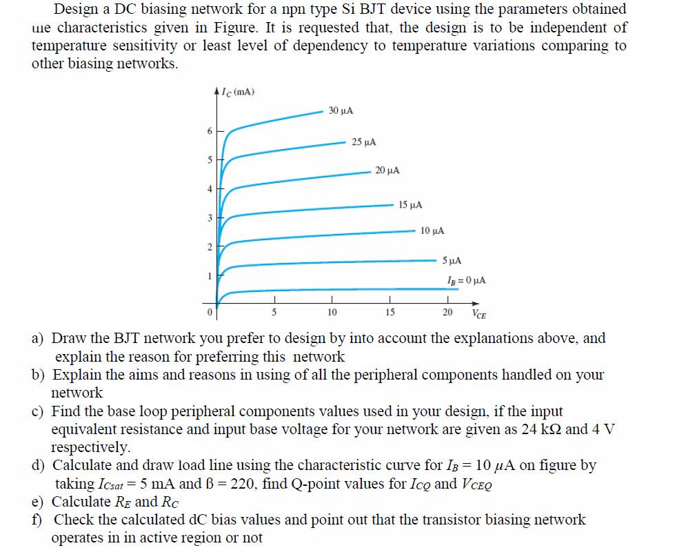 Solved Design A Dc Biasing Network For A Npn Type Si Bjt