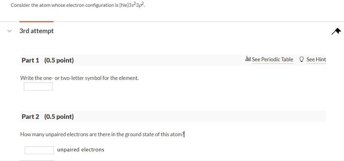 Solved Consider the atom whose electron configuration is | Chegg.com