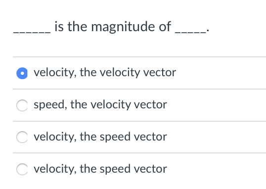 Solved is the magnitude of O velocity, the velocity vector | Chegg.com