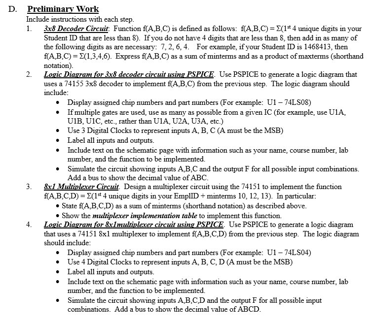 Solved . D. Preliminary Work Include instructions with | Chegg.com