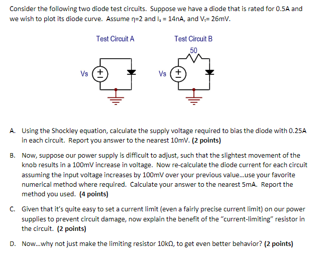 Solved Consider The Following Two Diode Test Circuits. | Chegg.com