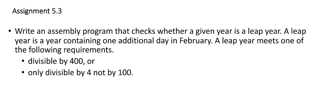 Solved Assignment 5.3 Write an assembly program that checks | Chegg.com