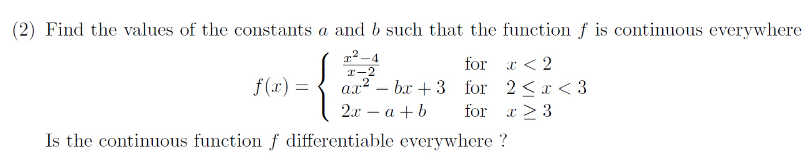 Solved Find The Values Of The Constants A And B ﻿such That | Chegg.com