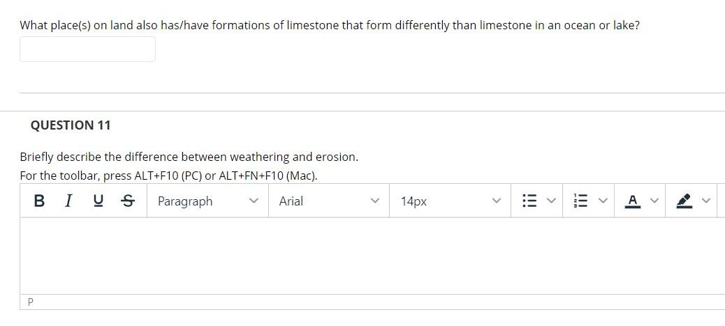 Solved What place(s) on land also has/have formations of | Chegg.com