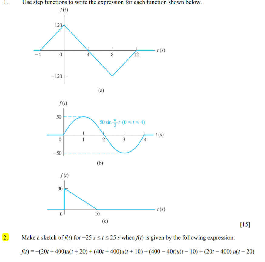 Solved Use step functions to write the expression for each | Chegg.com