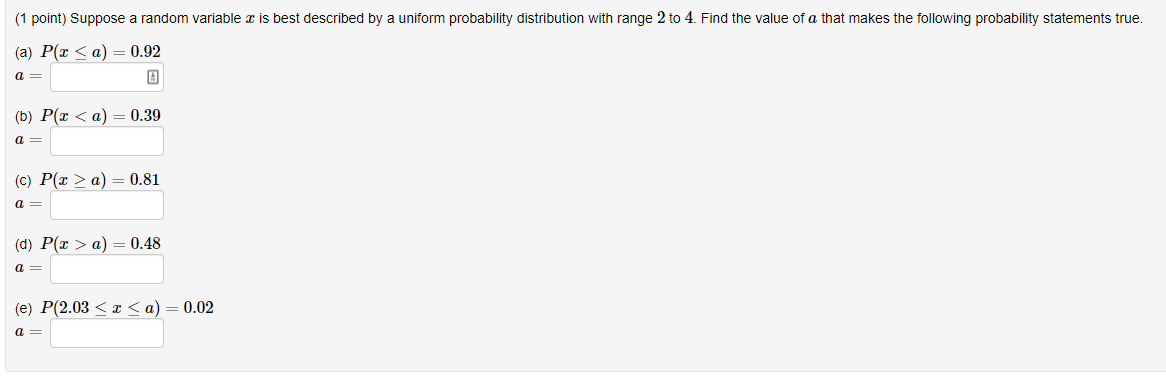Solved (1 point) Suppose a random variable 2 is best | Chegg.com