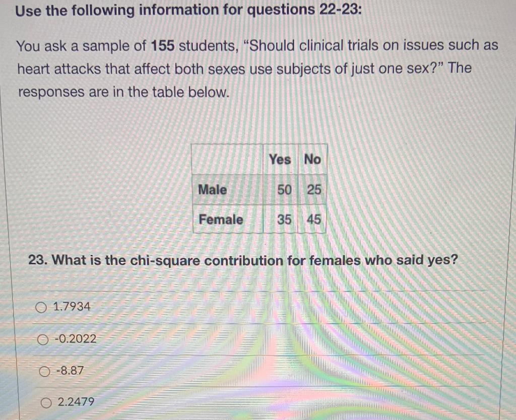 Solved Use the following information for questions 22-23: | Chegg.com