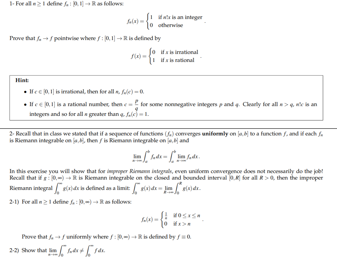 Solved 1 For All N 1 Define Fn 0 1 R As Follows Chegg Com